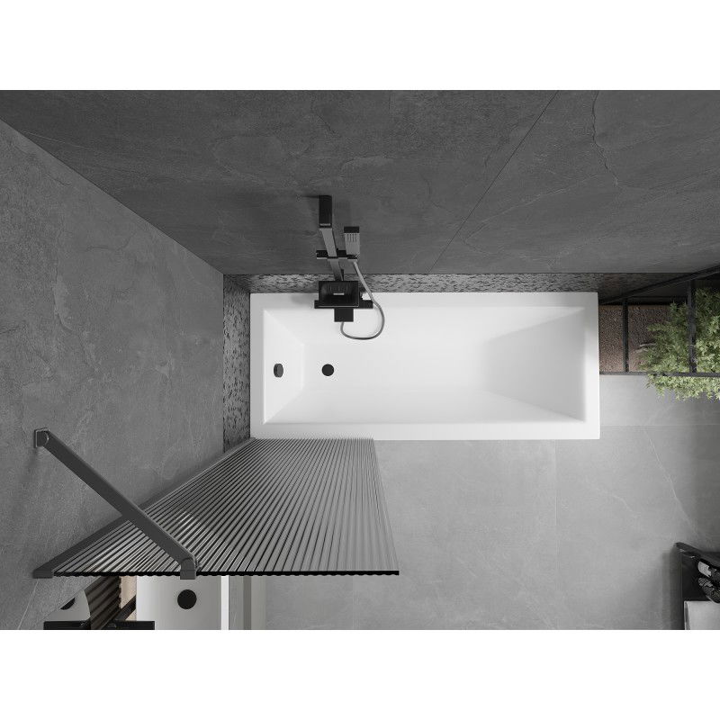 Mexen Next 1-szárnyú fürdőkád paraván 60 x 150 cm, csíkos, gun metal - 895-060-000-00-09-95