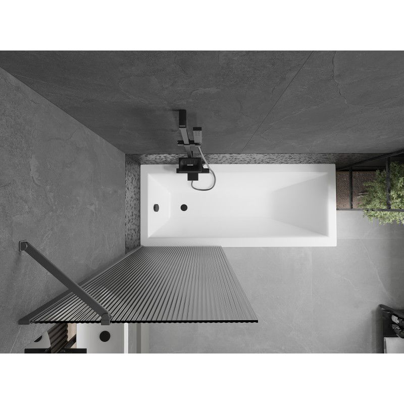 Mexen Next 1-szárnyú fürdőkád paraván 70 x 150 cm, csíkos, gun metal - 895-070-000-00-09-95