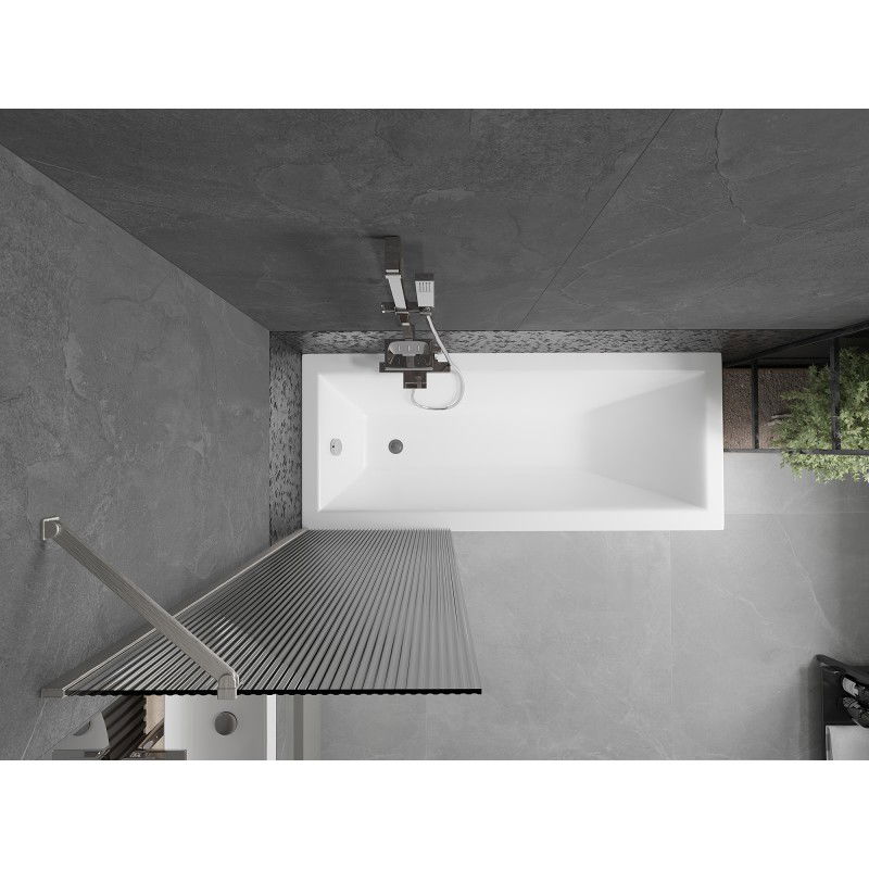 Mexen Next egyszárnyú kád paraván 60 x 150 cm, csíkos, selyemfényű nikkel - 895-060-000-00-09-97