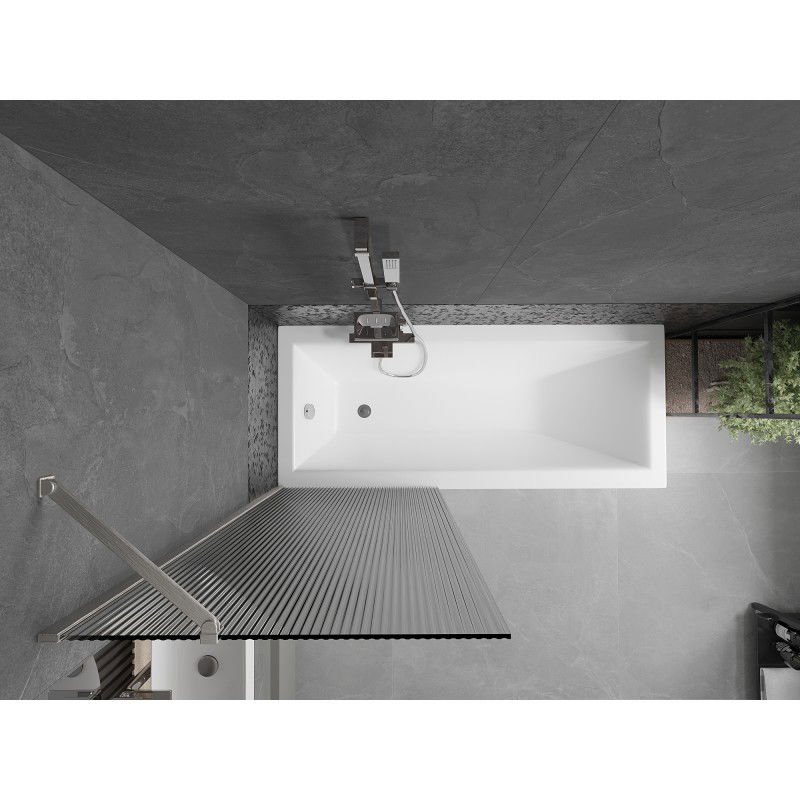 Mexen Next fürdőkád paraván, 1-szárnyú, 70 x 150 cm, csíkos, selyemfényű nikkel - 895-070-000-00-09-97