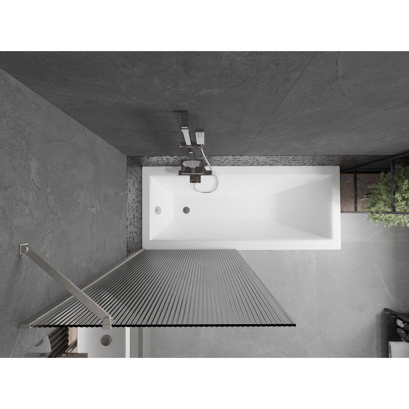 Mexen Next paravan cadă 1-canat 80 x 150 cm, dungi, nichel periat - 895-080-000-00-09-97