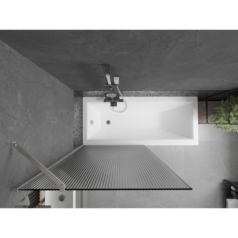 Mexen Next paravan de cadă cu 1 canat 90 x 150 cm, dungi, nichel periat - 895-090-000-00-09-97