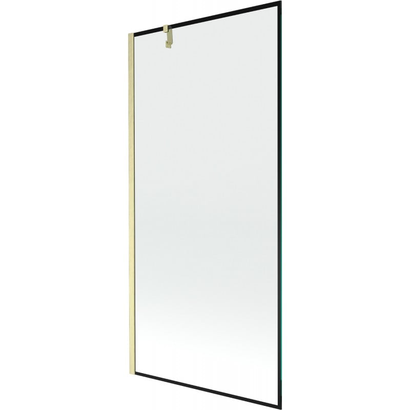 Mexen Next egyajtós fürdőszobai válaszfal 90 x 150 cm, fekete keret, arany kefélt - 895-090-000-00-70-55