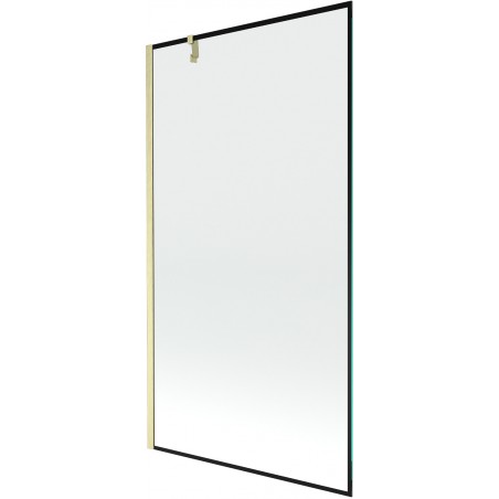 Mexen Next egy szárnyas fürdőkád paraván 100 x 150 cm, fekete keret, arany kefélt - 895-100-000-00-70-55