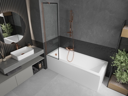 Paravan cadă Mexen Next 1-foaie 50 x 150 cm, model negru, cupru periat - 895-050-000-00-70-65