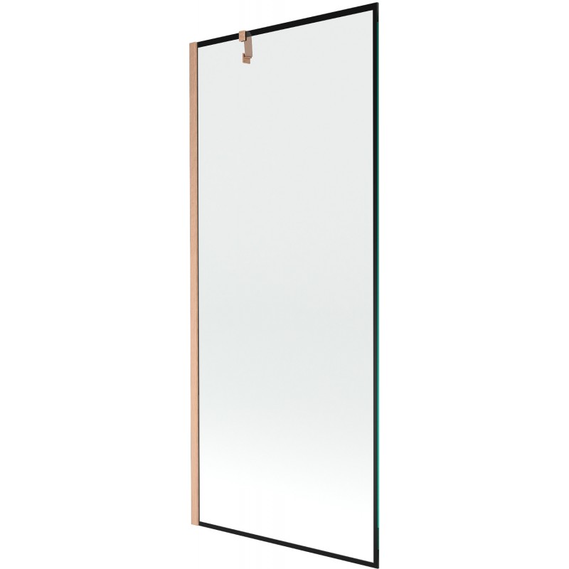 Mexen Next egyszárnyú kádparaván 80 x 150 cm, fekete minta, kefeeltávolított réz - 895-080-000-00-70-65