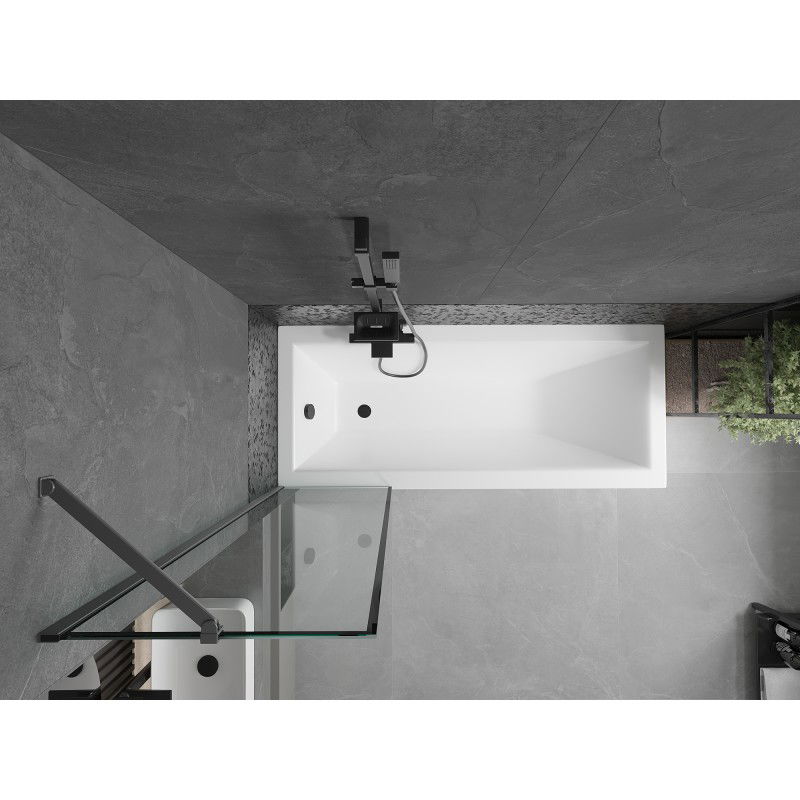 Mexen Next egyajtós fürdőszobai paraván, 50 x 150 cm, fekete keret, gun metal - 895-050-000-00-70-95