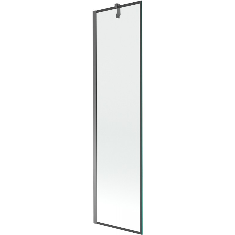 Mexen Next egyajtós fürdőszobai paraván, 50 x 150 cm, fekete keret, gun metal - 895-050-000-00-70-95