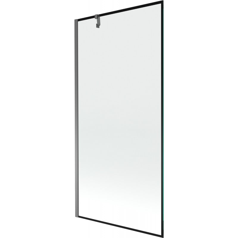 Mexen Next 1-szárnyú fürdőszobai paraván 90 x 150 cm, fekete keret, gun metal - 895-090-000-00-70-95