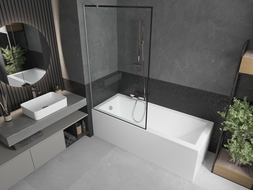 Mexen Next paravan pentru cadă, cu 1 canat, 100 x 150 cm, cadru negru, nichel periat - 895-100-000-00-70-97