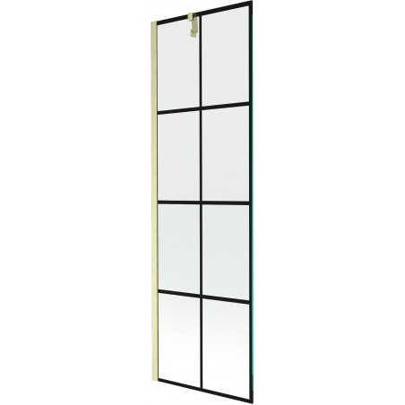 Mexen Next 1-szárnyú fürdőpanel 60 x 150 cm, fekete rács, arany matt - 895-060-000-00-77-55