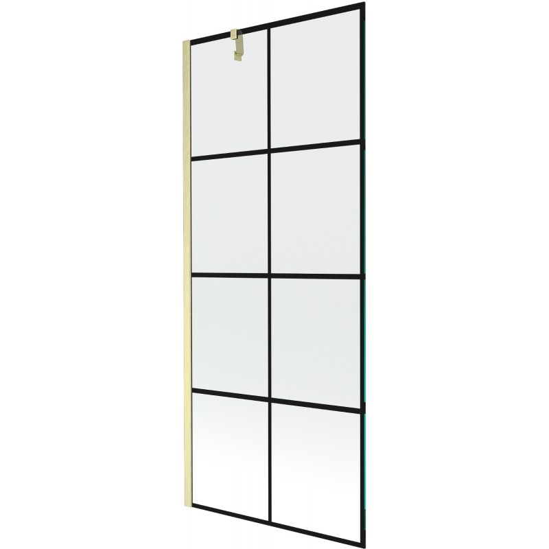 Mexen Next 1-szárnyas fürdőkád paraván 80 x 150 cm, fekete minta, arany kefélt - 895-080-000-00-77-55