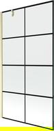 Mexen Next paravan cadă cu 1 panou 100 x 150 cm, grilă neagră, auriu periat - 895-100-000-00-77-55