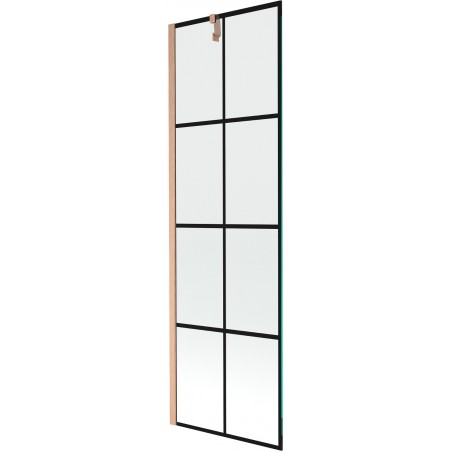 Mexen Next 1-szárnyú fürdőkádparaván 60 x 150 cm, fekete rács, selyemfényű réz - 895-060-000-00-77-65