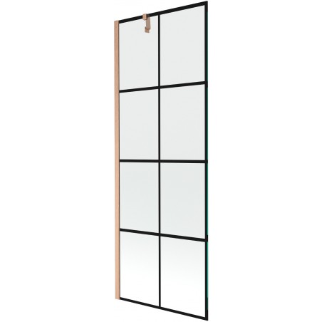 Mexen Next 1-szárnyú kádparaván 70 x 150 cm, fekete minta, csiszolt réz - 895-070-000-00-77-65