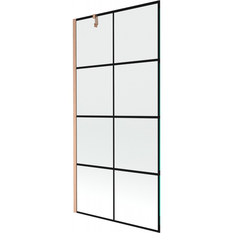 Mexen Next paravan de baie cu un panou, 90 x 150 cm, model pătrat negru, cupru periat - 895-090-000-00-77-65