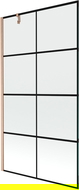 Mexen Next 1-szárnyú zuhanyfal 100 x 150 cm, fekete rács, kefézett réz - 895-100-000-00-77-65