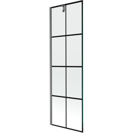 Mexen Next 1-szárnyú fürdőkádparaván 60 x 150 cm, fekete rácsos, gun gray csiszolt - 895-060-000-00-77-66