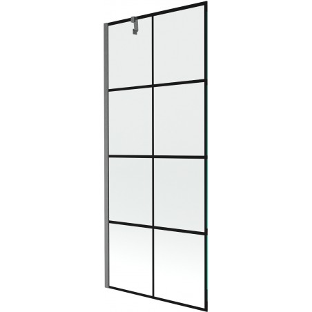Mexen Next paravan pentru cadă, 1 panou, 80 x 150 cm, grilaj negru, gri armă periat - 895-080-000-00-77-66