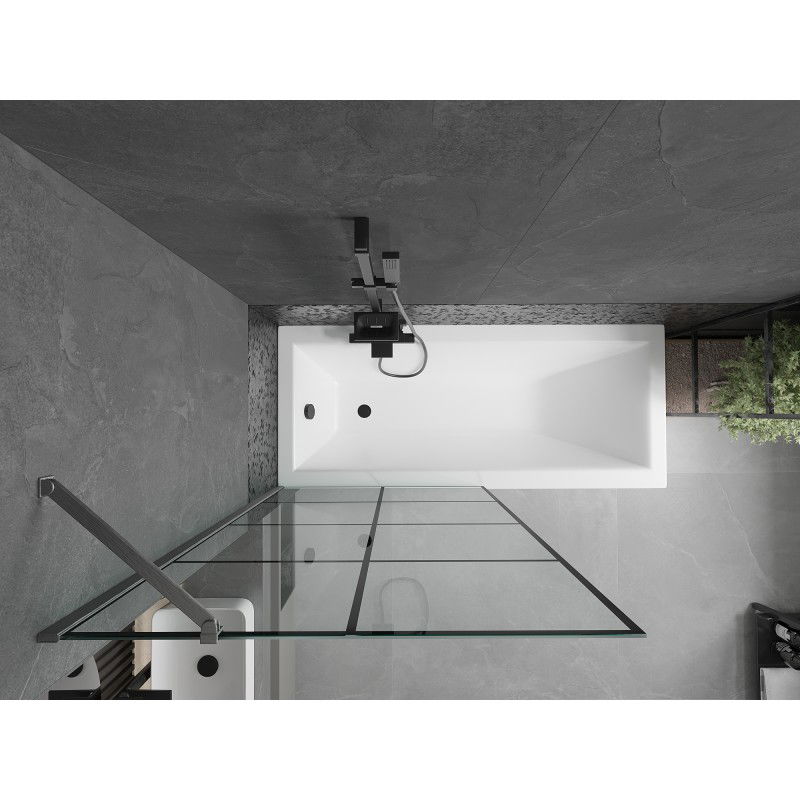 Mexen Next 1 szárnyú zuhanyfal 90 x 150 cm, fekete rács, gun gray kefélt - 895-090-000-00-77-66