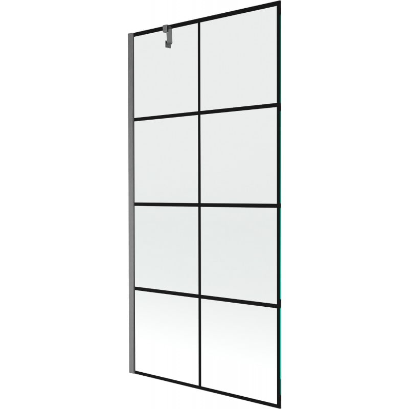 Mexen Next 1 szárnyú zuhanyfal 90 x 150 cm, fekete rács, gun gray kefélt - 895-090-000-00-77-66