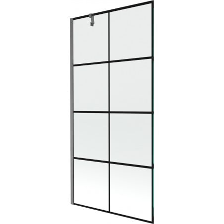 Mexen Next 1 szárnyú zuhanyfal 90 x 150 cm, fekete rács, gun gray kefélt - 895-090-000-00-77-66
