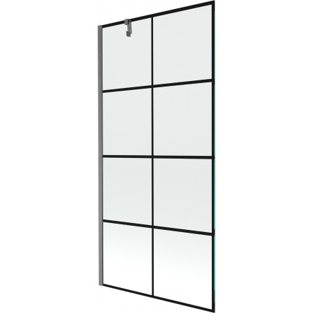 Mexen Next paravan de cadă cu 1 canat 90 x 150 cm, grilaj negru, gri armat periat - 895-090-000-00-77-66