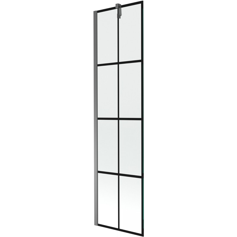Mexen Next 1-szárnyú fürdőszobai paraván 50 x 150 cm, fekete minta, gun metal - 895-050-000-00-77-95