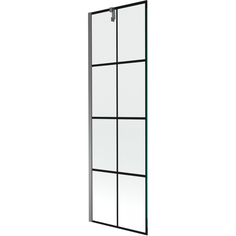 Mexen Next fürdőkádparaván 60 x 150 cm, fekete rács, gun metal - 895-060-000-00-77-95