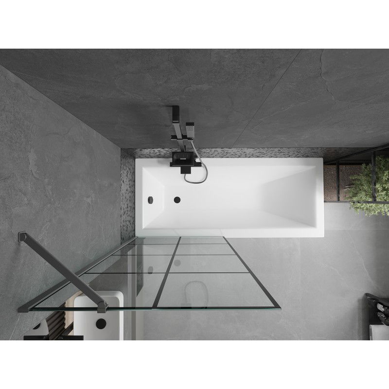 Mexen Next paravan de cadă cu 1 panou 80 x 150 cm, grilaj negru, finisaj metalic - 895-080-000-00-77-95