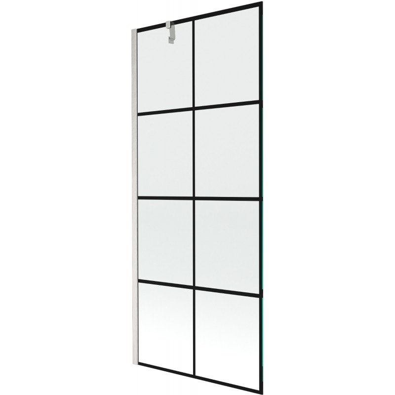 Mexen Next egyszárnyú fürdőszobai válaszfal 80 x 150 cm, fekete minta, kefélt nikkel - 895-080-000-00-77-97