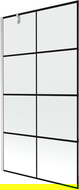 Mexen Next zuhanyfal 1-szárnyú 100 x 150 cm, fekete rács, csiszolt nikkel - 895-100-000-00-77-97