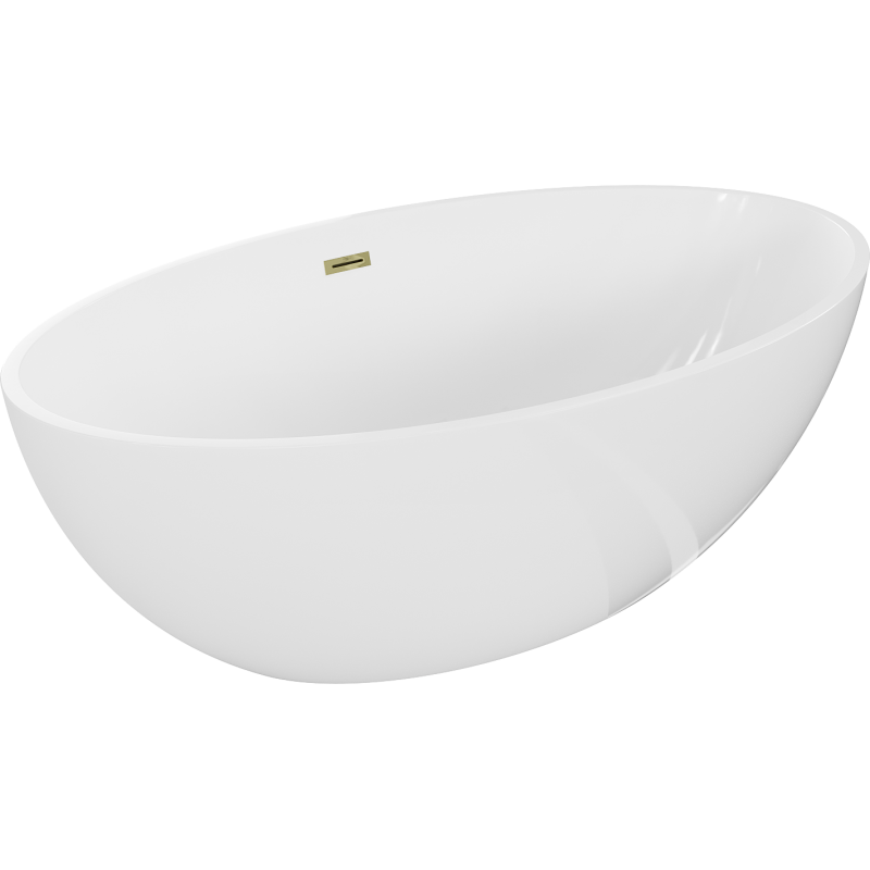 Mexen Nike szabadon álló kád 175 x 100 cm, fehér, arany túlfolyó - 54071751000-50