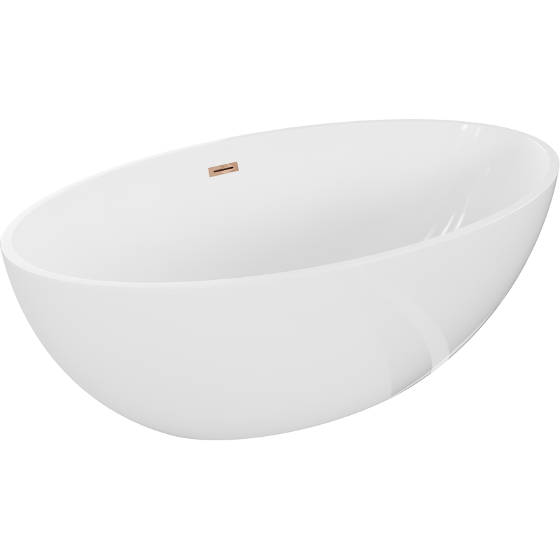 Cadă freestanding Mexen Nike 175 x 100 cm, alb, cu supraplin auriu roz - 54071751000-60