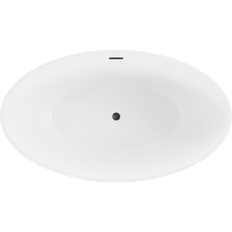 Mexen Nike szabadon álló fürdőkád 175 x 100 cm, fehér, fekete túlfolyó - 54071751000-70