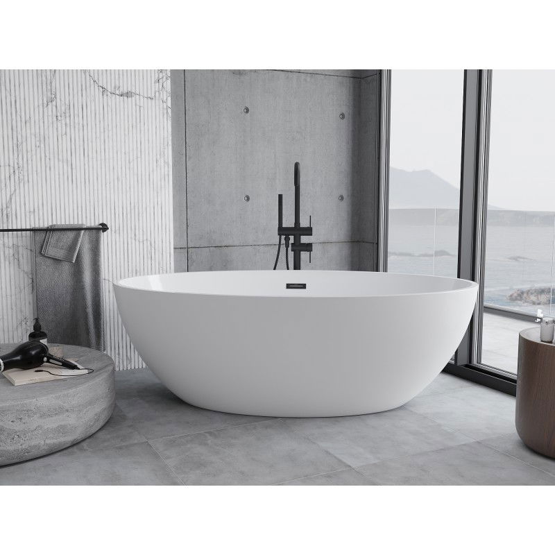 Mexen Nike cadă de sine stătătoare 175 x 100 cm, albă, preaplin negru - 54071751000-70