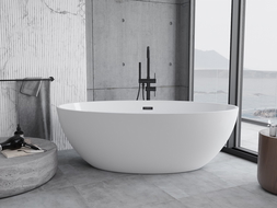 Mexen Nike cadă de sine stătătoare 175 x 100 cm, albă, preaplin negru - 54071751000-70