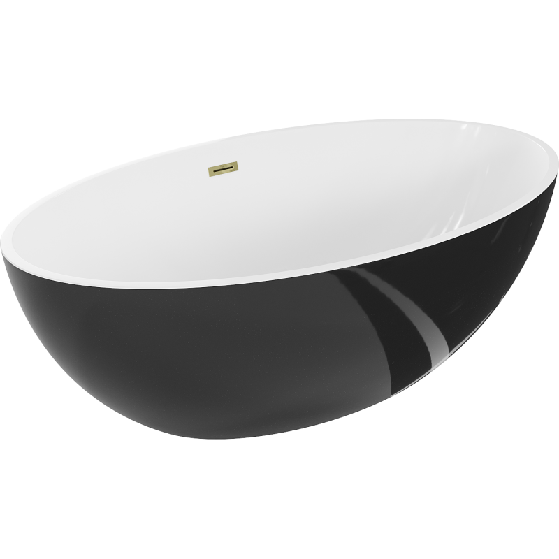 Mexen Nike cadă freestanding 175 x 100 cm, albă/neagră, preaplin auriu - 54071751075-50