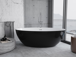 Mexen Nike cadă freestanding 175 x 100 cm, albă/neagră, preaplin crom - 54071751075-01