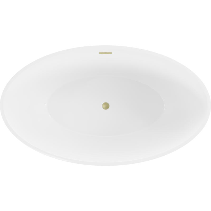 Mexen Nike szabadon álló kád 175 x 100 cm, fehér/fekete, túlfolyó aranyszínű szálcsiszolt - 54071751075-55