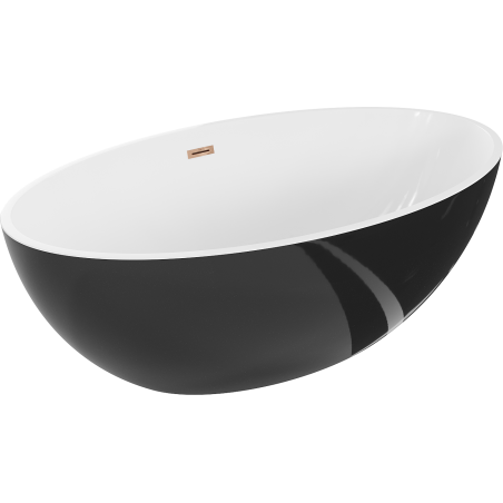 Mexen Nike cadă de baie freestanding 175 x 100 cm, alb/negru, preaplin aur roz - 54071751075-60