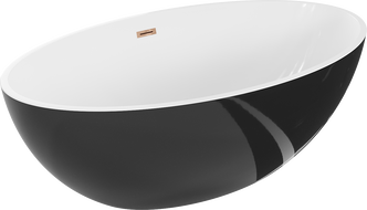 Mexen Nike cadă de baie freestanding 175 x 100 cm, alb/negru, preaplin aur roz - 54071751075-60