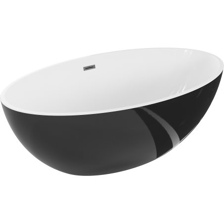 Mexen Nike szabadon álló kád 175 x 100 cm, fehér/fekete, gun gray kefe átfutó - 54071751075-66