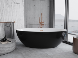 Mexen Nike cadă de baie freestanding 175 x 100 cm, alb/negru, preaplin aur roz - 54071751075-60