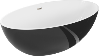 Mexen Nike szabadon álló kád 175 x 100 cm, fehér/fekete, kefélt nikkel túlfolyó - 54071751075-97