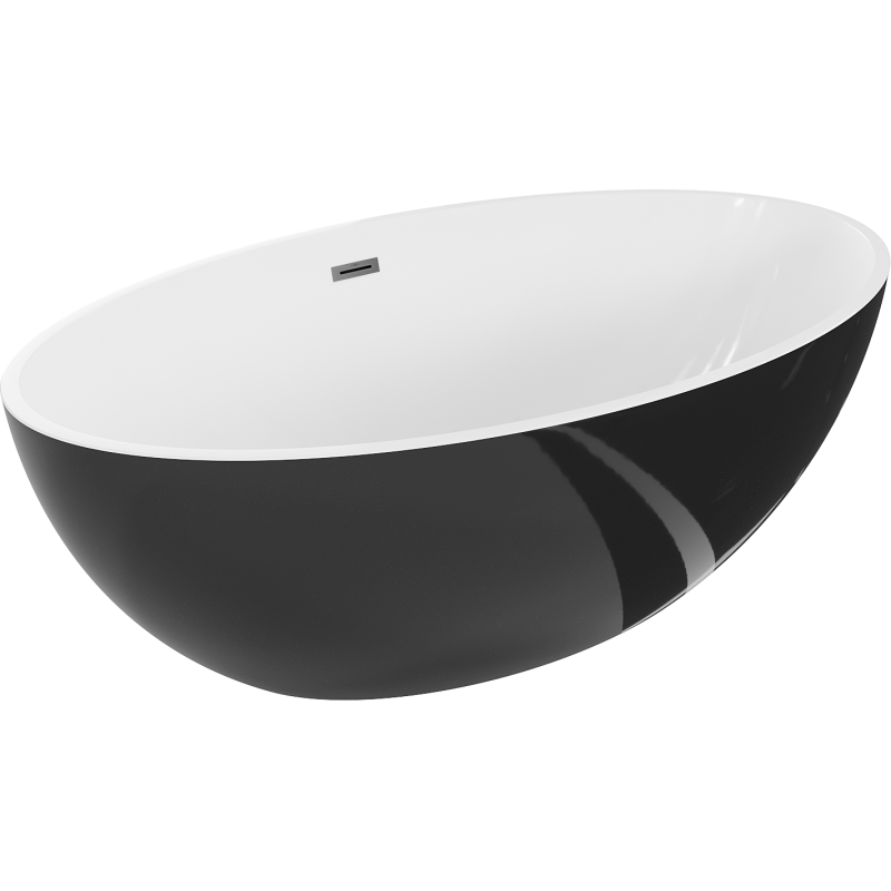 Mexen Nike cadă freestanding 175 x 100 cm, albă/neagră, preaplin metalic pistol - 54071751075-95