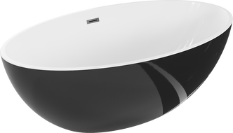 Mexen Nike szabadon álló kád 175 x 100 cm, fehér/fekete, gun metal túlfolyó - 54071751075-95