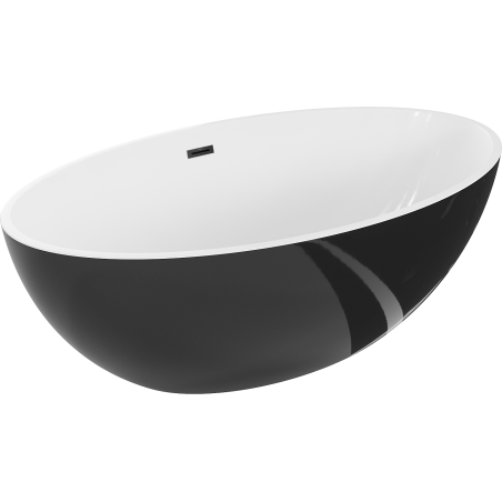 Mexen Nike cadă freestanding 175 x 100 cm, albă/neagră, preaplin negru - 54071751075-70