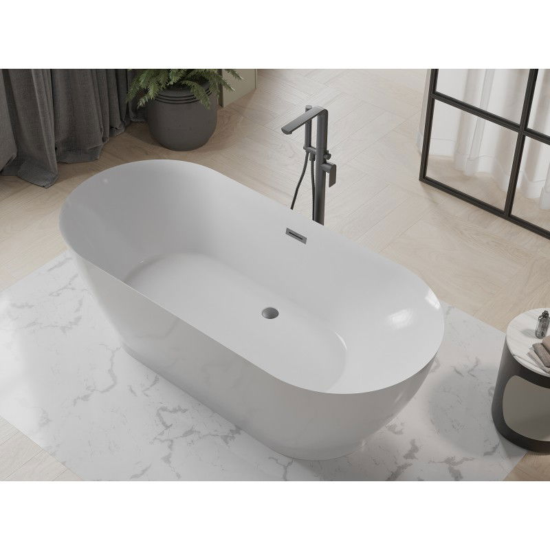 Mexen Roxy cadă de baie freestanding 180 x 85 cm, albă, scurgere gun metal - 51201808500-95