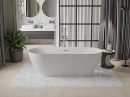 Mexen Roxy szabadon álló kád 180 x 85 cm, fehér, szálcsiszolt nikkel túlfolyóval - 51201808500-97